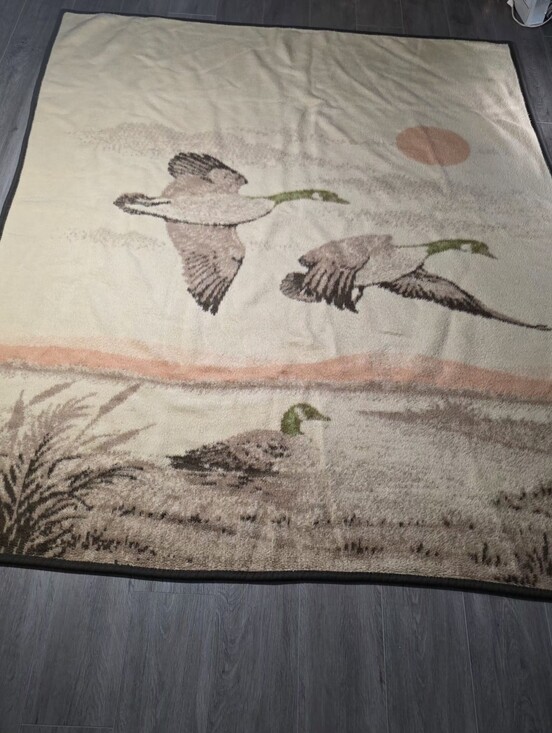 Ibena Other - Vintage 1980's Ibena Canada Geese Malard Duck Migration 68 X 84 Sunset Birds